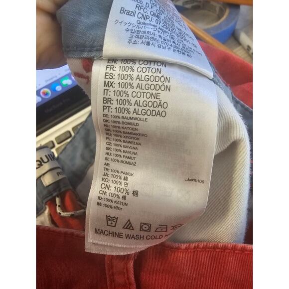 Quiksilver Women's High Rise Chino Shorts Flat Front Regular-Fit Red Size 36 - Picture 4 of 4